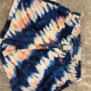 Athleta Tie-Dye Athletic Shorts - Navy, Pink, Cream